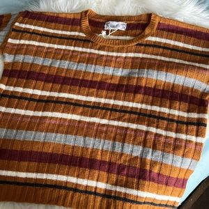 Pink Rose Striped long sleeve sweater